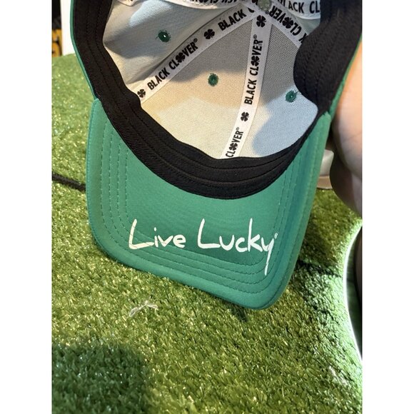 Black Clover hat cap fitted large L/XL green white lighweight breathable mens 3 - Picture 7 of 8